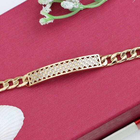 "Rose Gold Bracelet with Diamond Cut Lattice Design, XPBL0945 - Picture 1 of 12